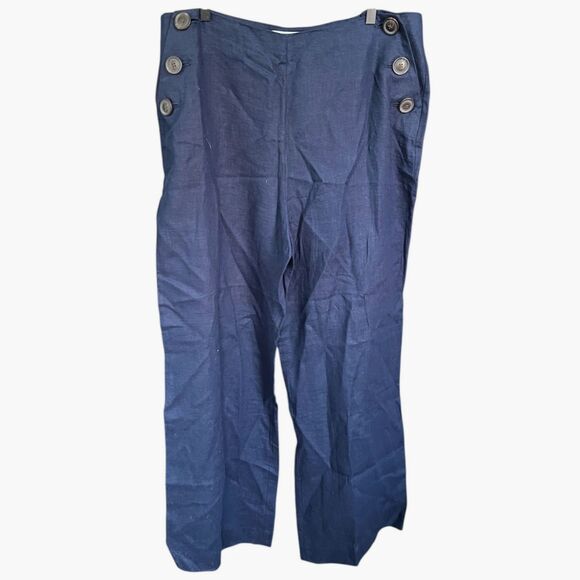 NWT Boden Penzance Sailor Linen Wide Leg Pants 14 Long - Picture 4 of 8